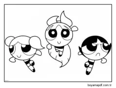 Çocuklar için ücretsiz Powerpuff Girls Boyama Sayfası