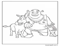 Çocuklar İçin Ücretsiz Şrek ve Arkadaşları Boyama Sayfası