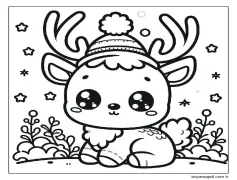 Çocuklar için yazdır ren geyiği Boyama Sayfası