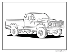 Çocuklar için Yazdırılabilir Kamyonet Çizim Boyama Sayfası