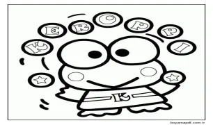 Çocuklar İçin Yazdırılabilir Keroppi Boyama Sayfası