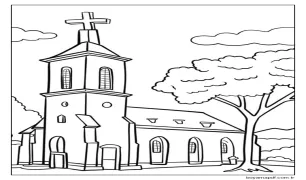 Çocuklar İçin Yazdırılabilir Kilise Boyama Sayfası