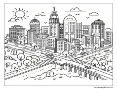 Çocuklara bedava şehir Boyama Sayfası