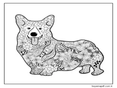 Corgi Mandala Ördeği Boyama Sayfası