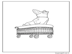 Corgi Yavrusu Kraliyet Tahtında Boyama Sayfası