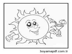 Daire Güneş Komik Boyama Sayfası