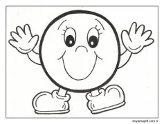 Daire, Karikatürize et, Güleryüzlü Boyama Sayfası