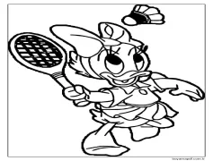 Daisy Duck Badminton Oynuyor Boyama Sayfası