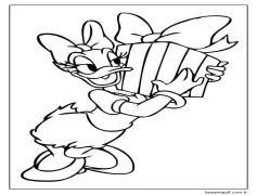 Daisy Duck ve Hediyesi Boyama Sayfası
