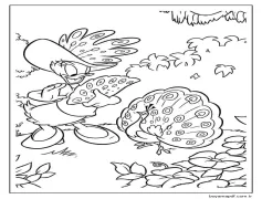 Daisy Duck ve Tavus Kuşu Boyama Sayfası
