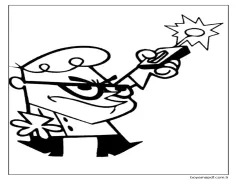 Dexter Düğmeye Basıyor Boyama Sayfası