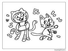 DJ Catnip ve Pandy Pençeleri Gabby nin Hayal Evi Boyama Sayfası