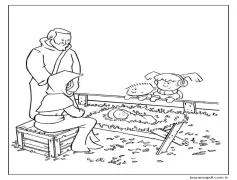 Doğum Sahnesi ana hatları yazdırılabilir Boyama Sayfası