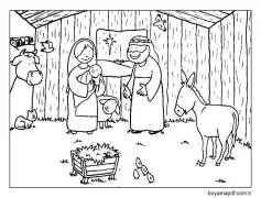 Doğum Sahnesi anahat görseli Boyama Sayfası