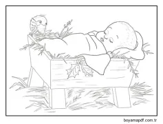 Doğum Sahnesi Çocuk İsa Boyama Sayfası