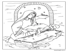 Doğum Sahnesi çocuklar için yazdırılabilir Boyama Sayfası