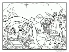 Doğum Sahnesi çocuklara ücretsiz Boyama Sayfası