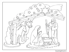 Doğum Sahnesi görseli Boyama Sayfası