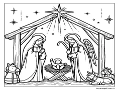 Doğum Sahnesi HD Boyama Sayfası