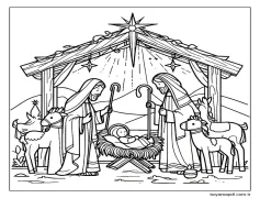 Doğum Sahnesi JPG Boyama Sayfası