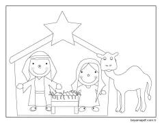 Doğum Sahnesi nin kolay çizimi Boyama Sayfası