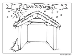 Doğum Sahnesi nin ücretsiz çizimi Boyama Sayfası