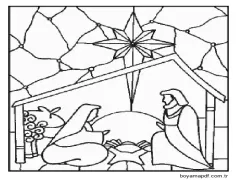 Doğum Sahnesi resmi Boyama Sayfası