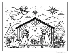 Doğum Sahnesi ücretsiz baskı Boyama Sayfası