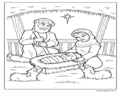 Doğum Sahnesi Ücretsiz Boyama Sayfası