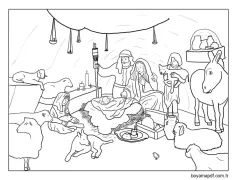 Doğum Sahnesi ücretsiz yazdırılabilir Boyama Sayfası