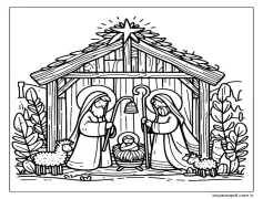 Doğum Sahnesi yazdır Boyama Sayfası