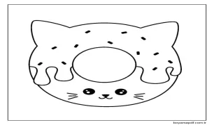 Donut Kedi Boyama Sayfası