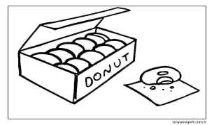 Donut Kutusu Boyama Sayfası