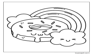 Donut ve Gökkuşağı Boyama Sayfası