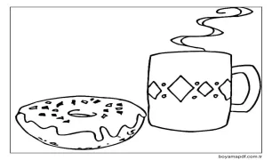 Donut ve Kahve Boyama Sayfası