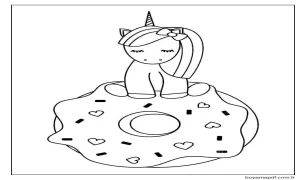 Donut ve Unicorn Boyama Sayfası