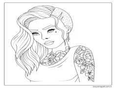 Dövmeli Cool-Genç Kız Boyama Sayfası