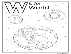 Dünya Harfi W Boyama Sayfası