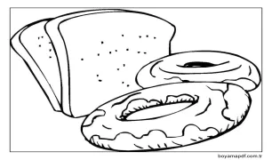 Ekmekler ve Donutlar Boyama Sayfası