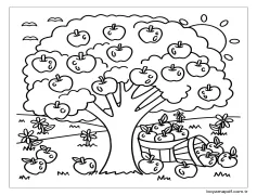 Elma Ağacı Boyama Sayfası