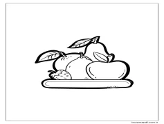 Elma ve Meyve Tabağı Boyama Sayfası