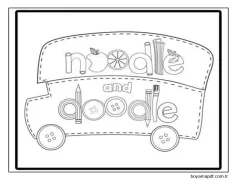 Erişte ve Doodle Otobüsü Boyama Sayfası