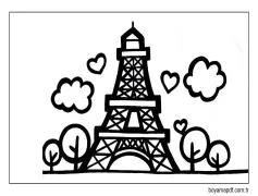 Eyfel Kulesi sevimli Boyama Sayfası