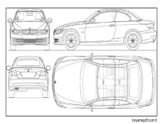 Farklı açılardan BMW araba Boyama Sayfası