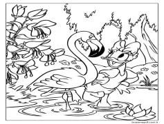 Flamingo ve Daisy Duck Boyama Sayfası