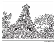 Fransa'daki Eyfel Kulesi Boyama Sayfası
