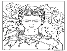 Frida Kahlo yazdırılabilir Boyama Sayfası