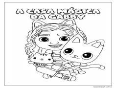 Gabby Cakey ve Pandy mutlu bir şekilde gülüyorlar Boyama Sayfası