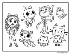 Gabby'nin Bebek Evi Karakterleri Boyama Sayfası