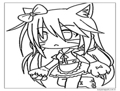 Gacha Life'taki kedi kız Boyama Sayfası